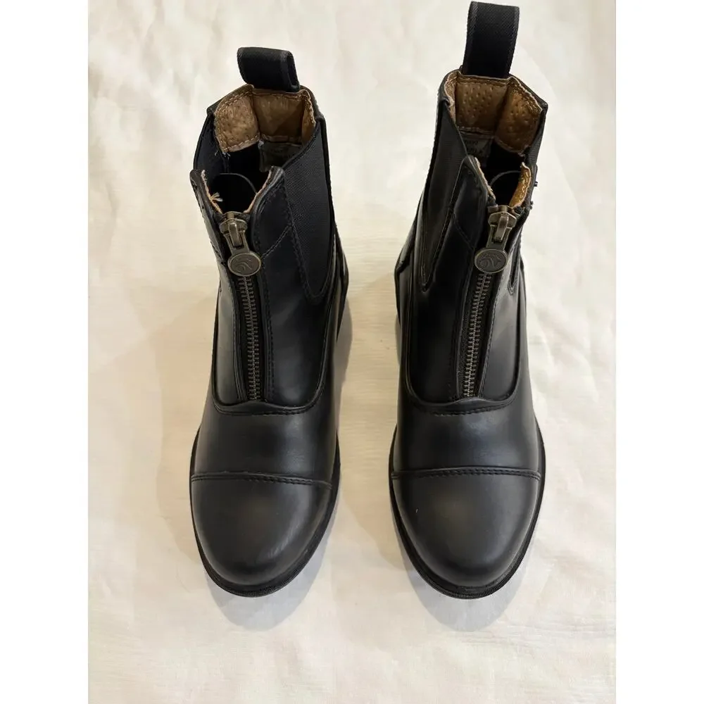 Ovation Child's 3 Quantum Zip Paddock Riding Boots Polished Black Faux Leather